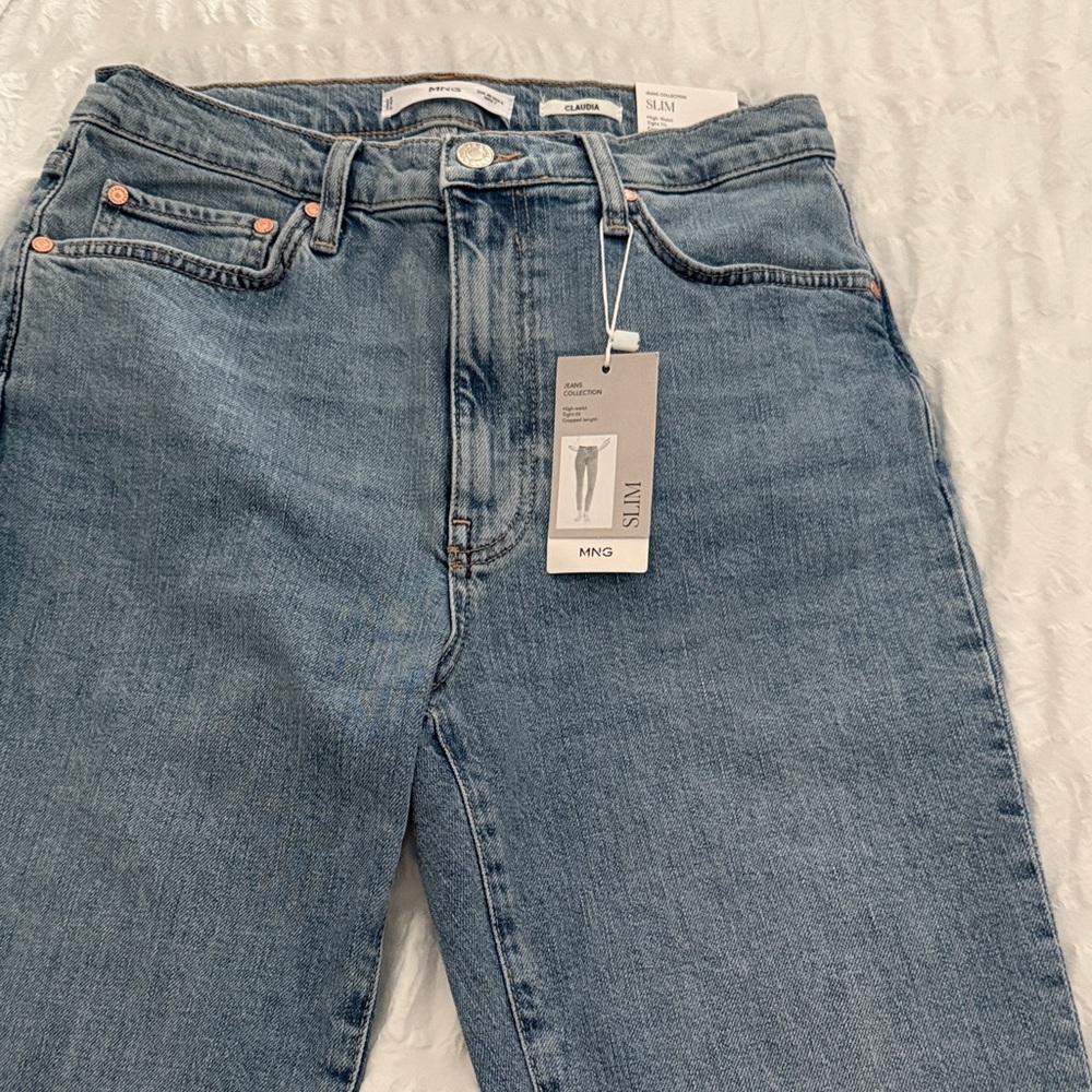 Mango Women's Light Blue Straight Leg Jeans